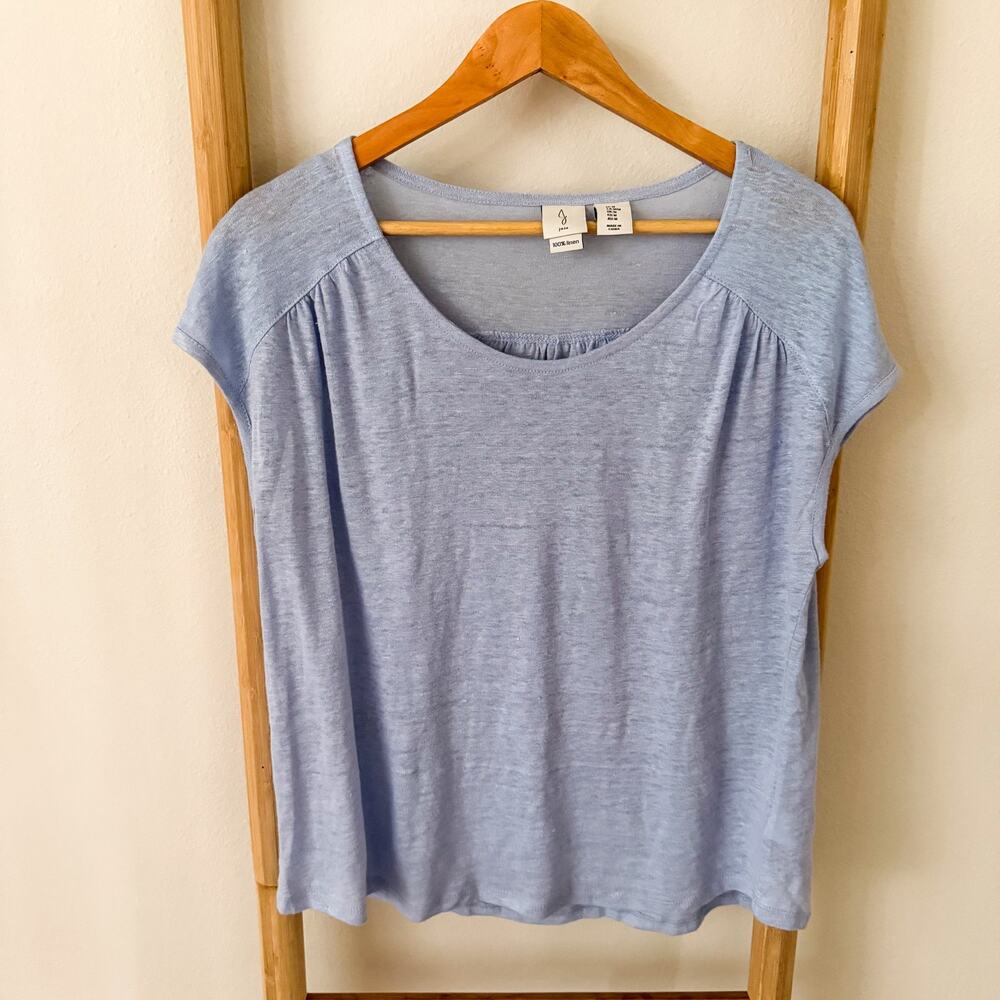 Joie 100% Linen Light Blue Scoop Neck Cap Sleeve Top Medium Relaxed
